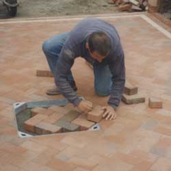 Mark each piece of block paving